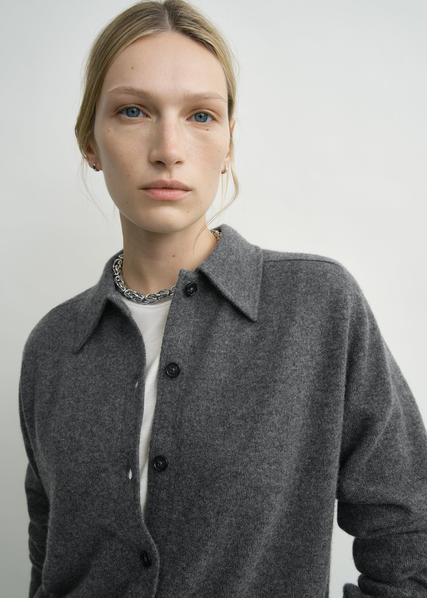 Raglan-sleeve cashmere cardigan dark grey - 5