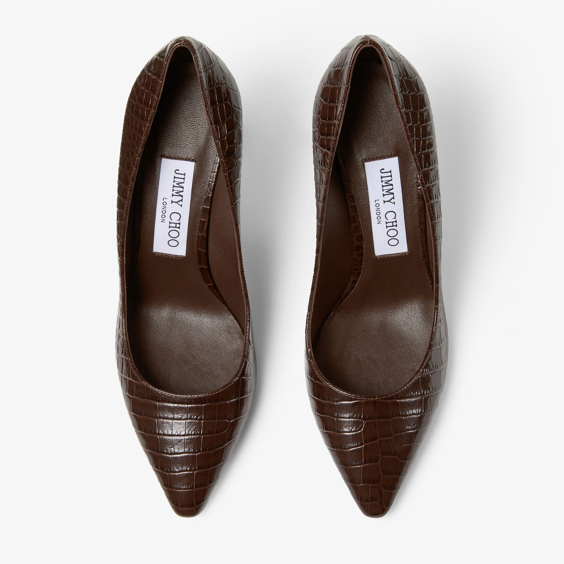 Romy 85
Chocolate Croc Embossed Leather Pumps - 3