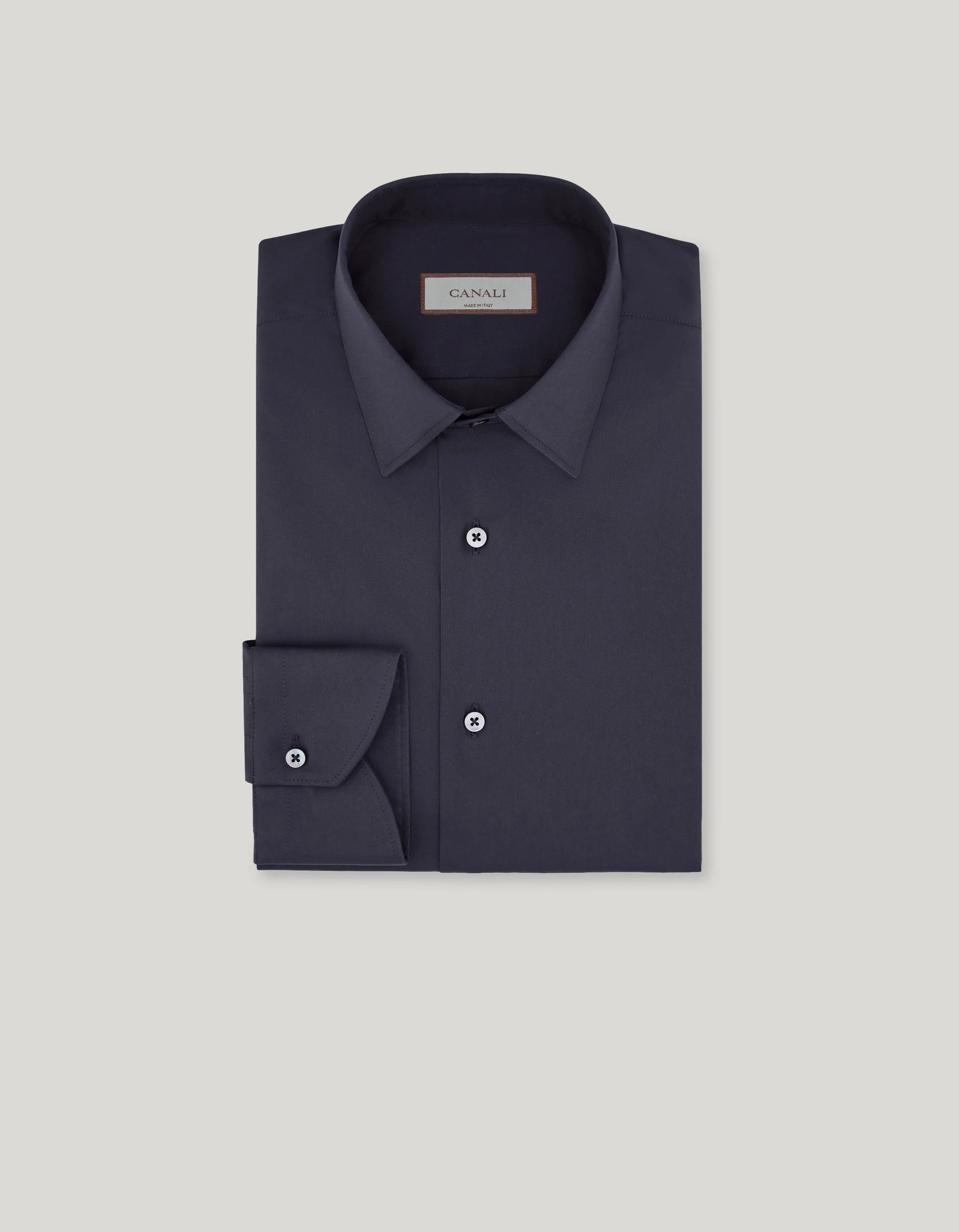 REGULAR FIT SHIRT IN NAVY BLUE STRETCH COTTON - 1