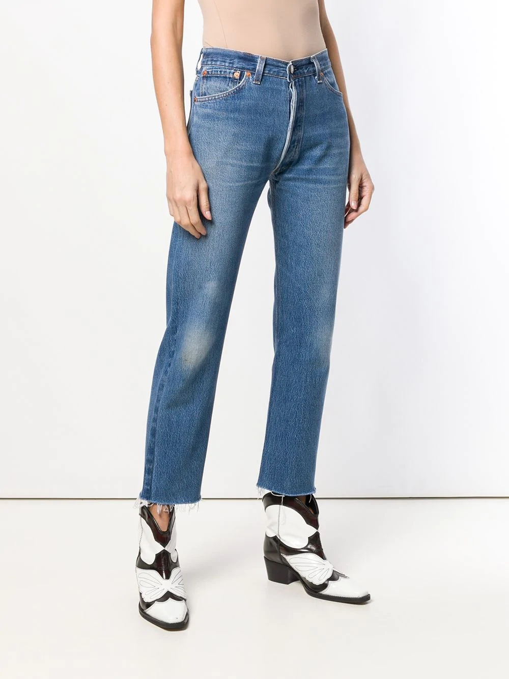 Stove pipe denim cropped jeans - 3