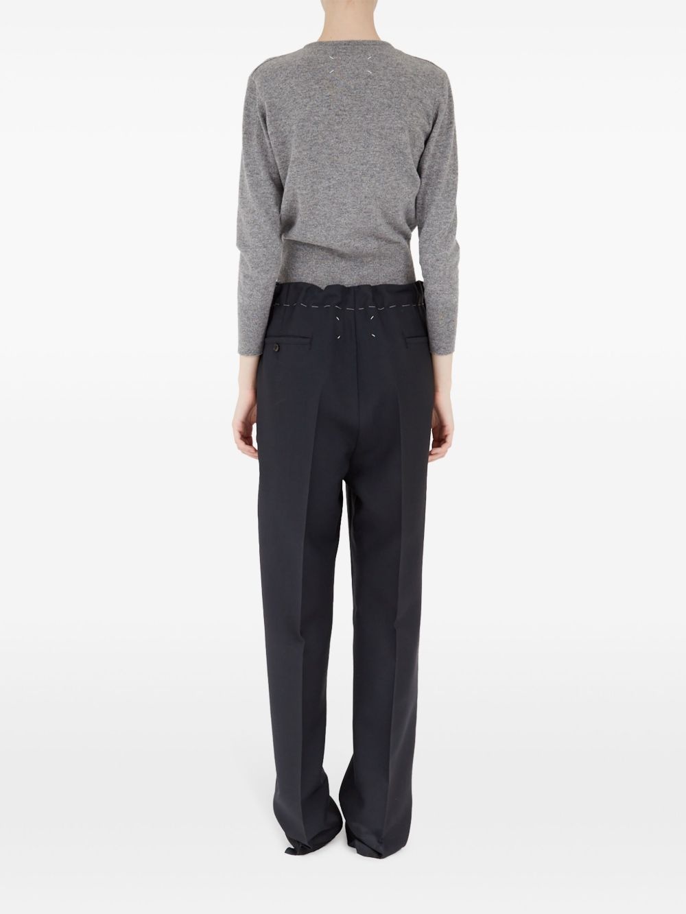 drawstring pressed crease trousers - 5