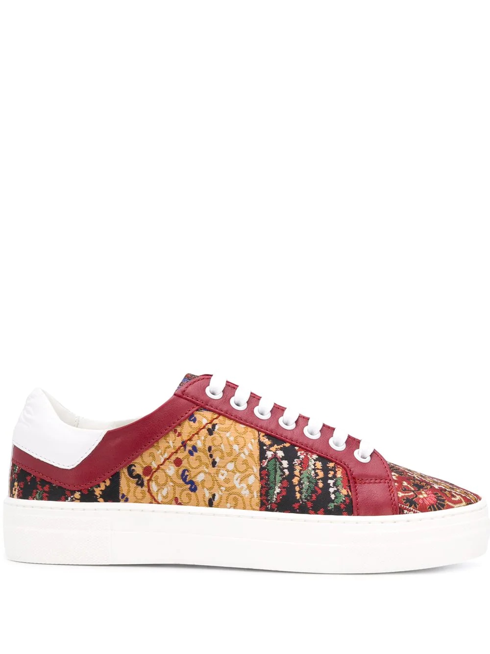 paisley-print lace-up sneakers - 1