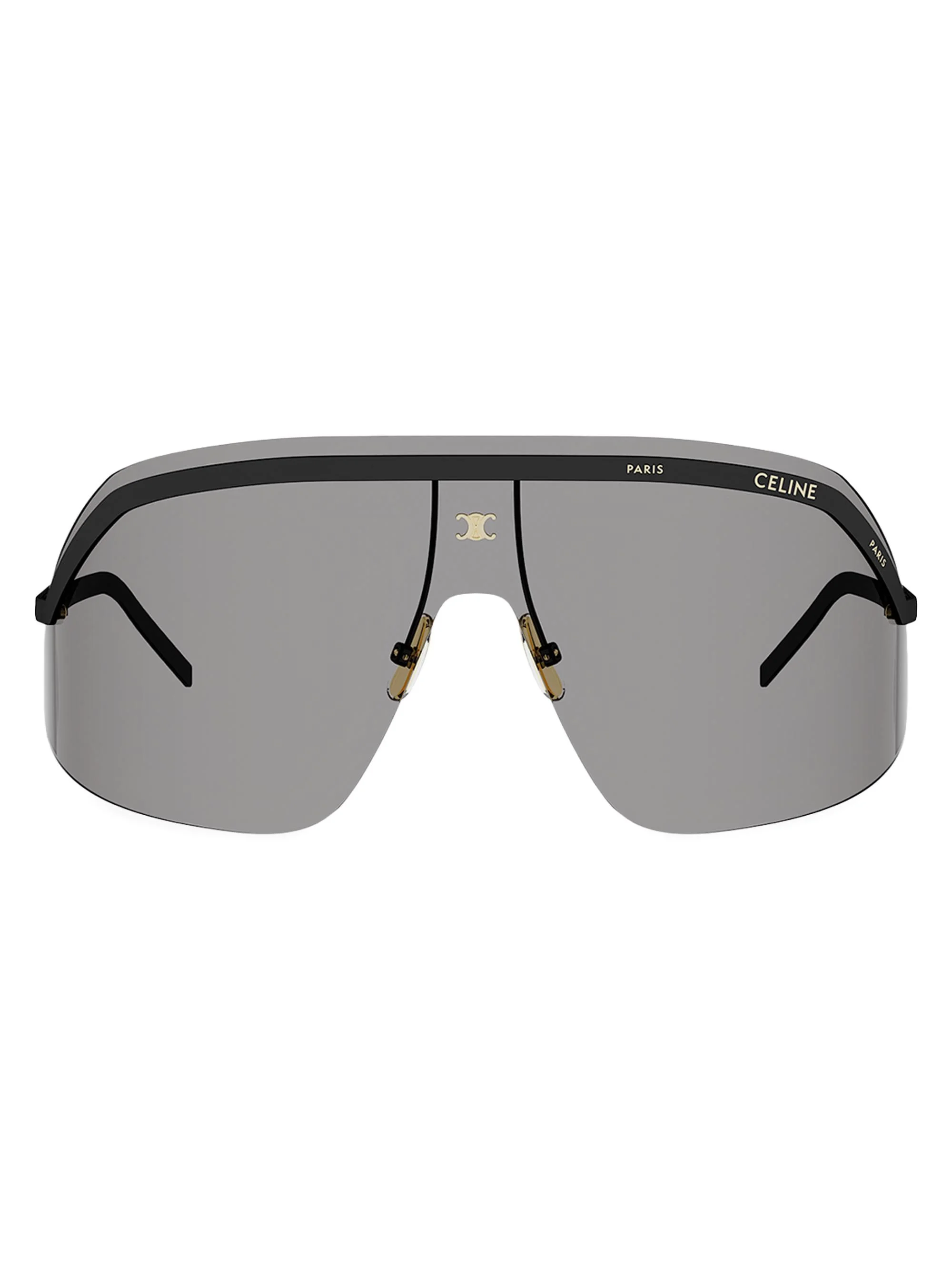 Women's Morning Shade Shield Sunglasses - Shiny Black Smoke - 1