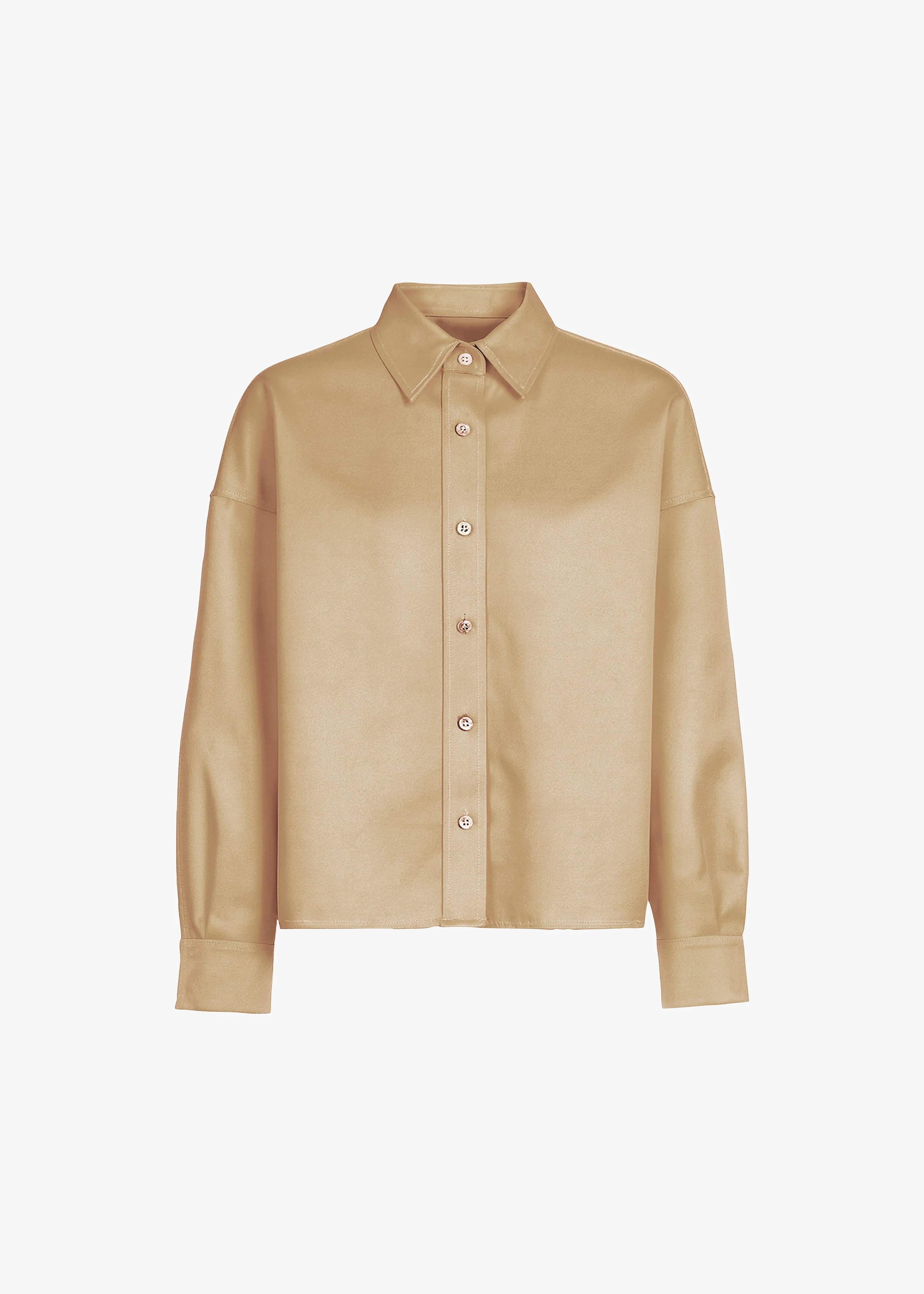 Arlen Satin Boxy Shirt - Beige - 1
