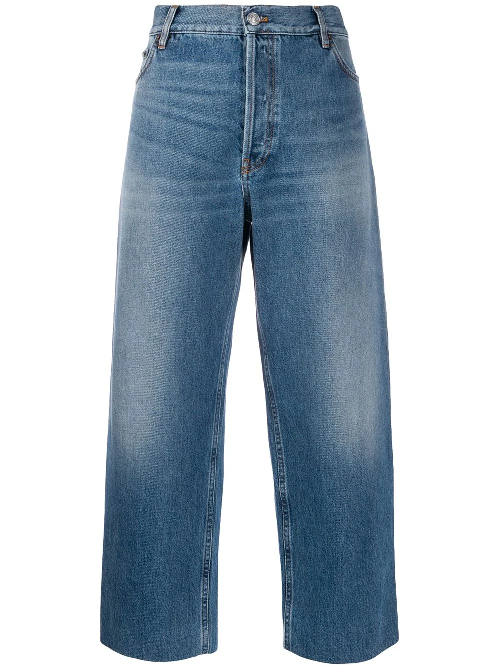 cropped denim trousers - 1