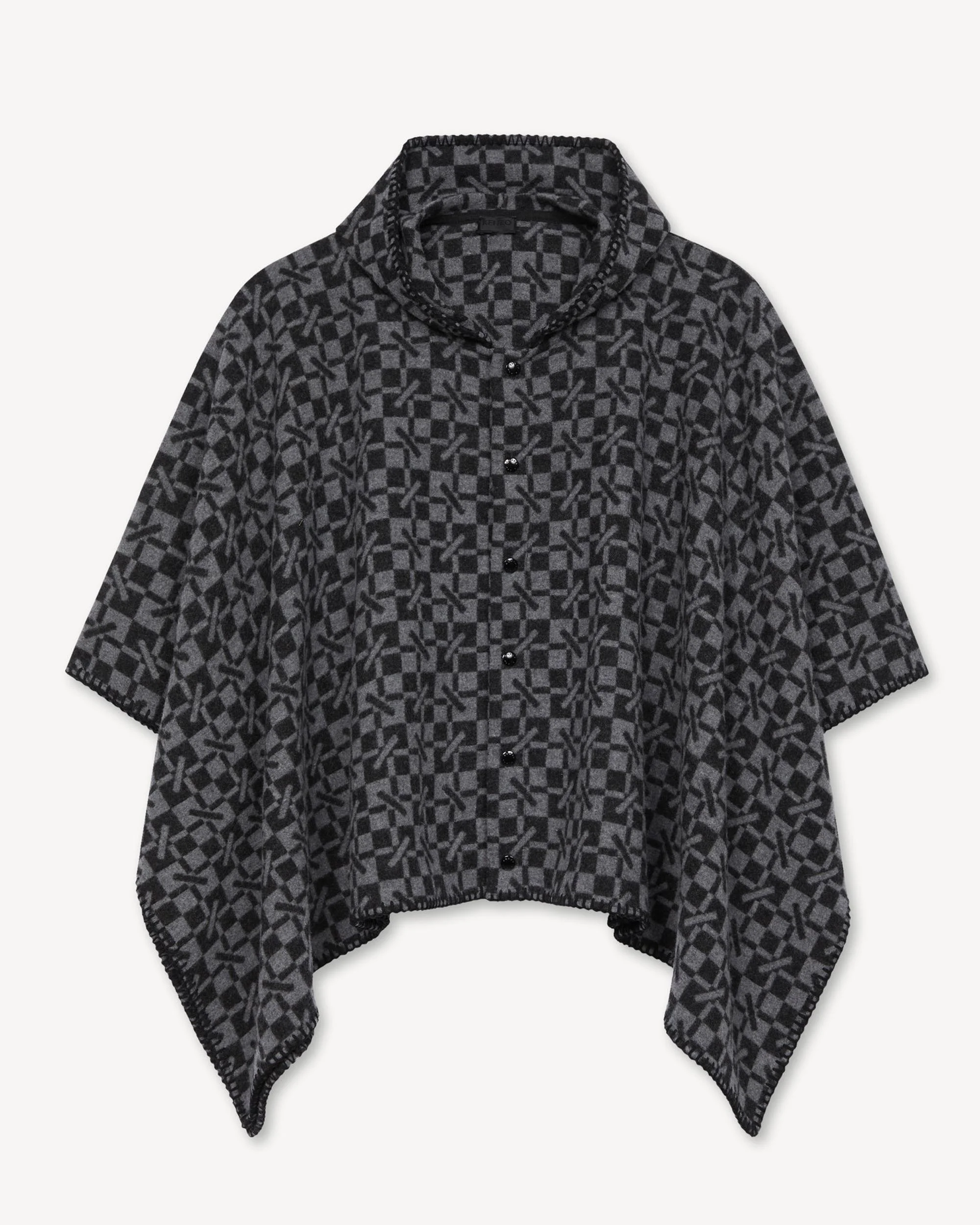 'Kenzogram' poncho in wool - 1