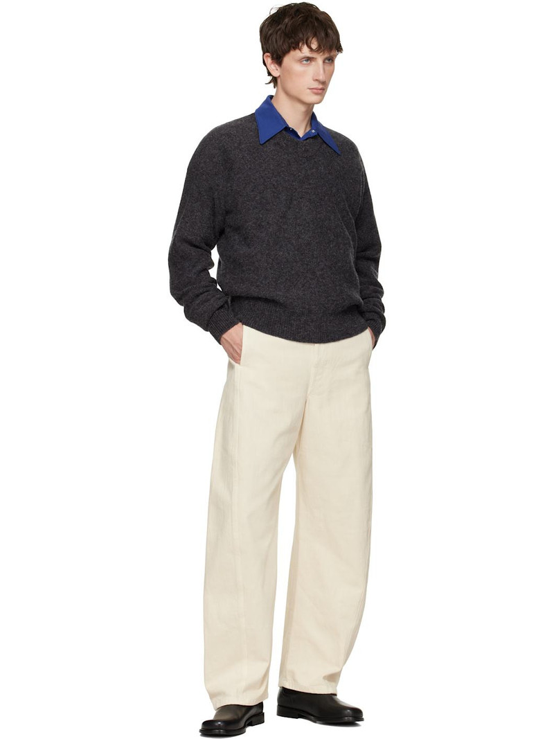 Lemaire Black Boxy V Neck Sweater outlook