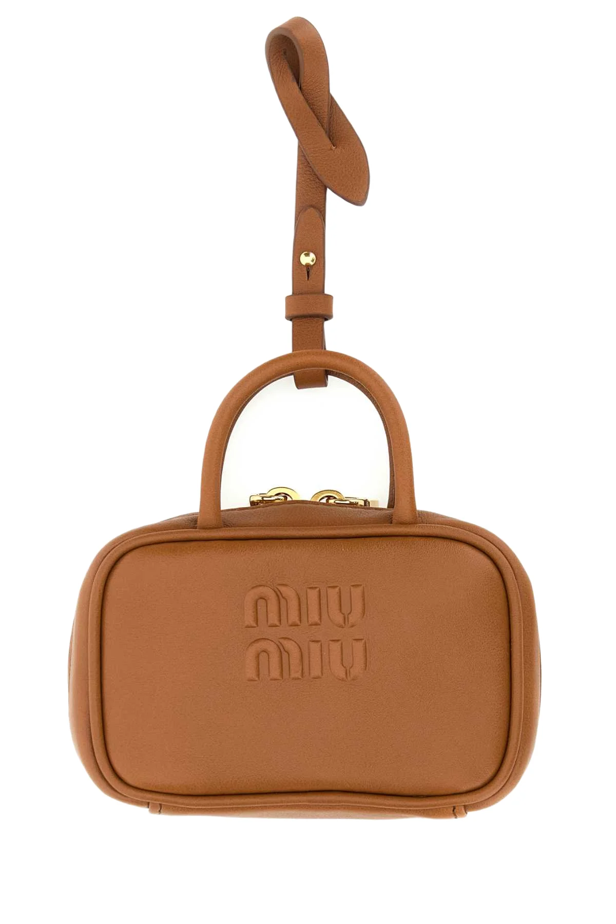 Camel Leather Beau Keyring Necessaire Cognac Vitello Portachiavi - 1