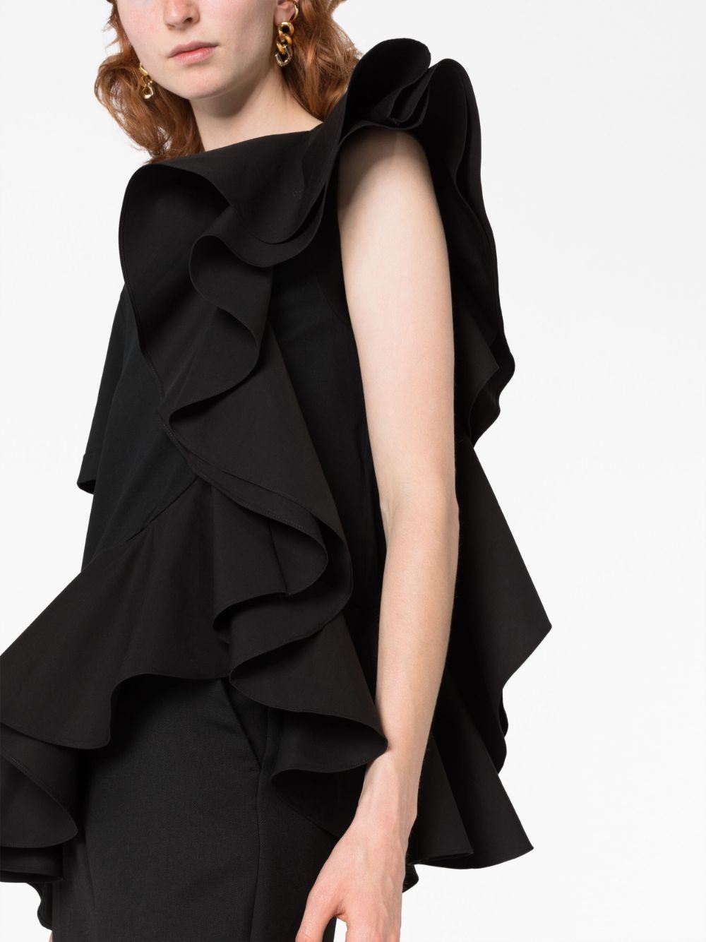 asymmetric ruffled T-shirt - 5