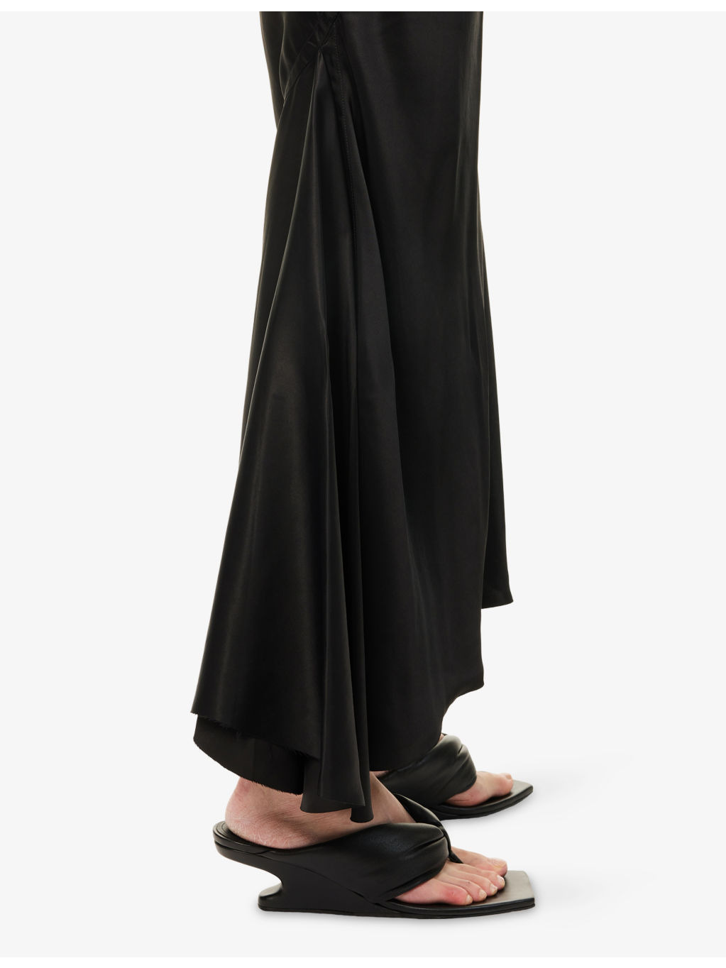 Bias Draped Woven Maxi Skirt - 5