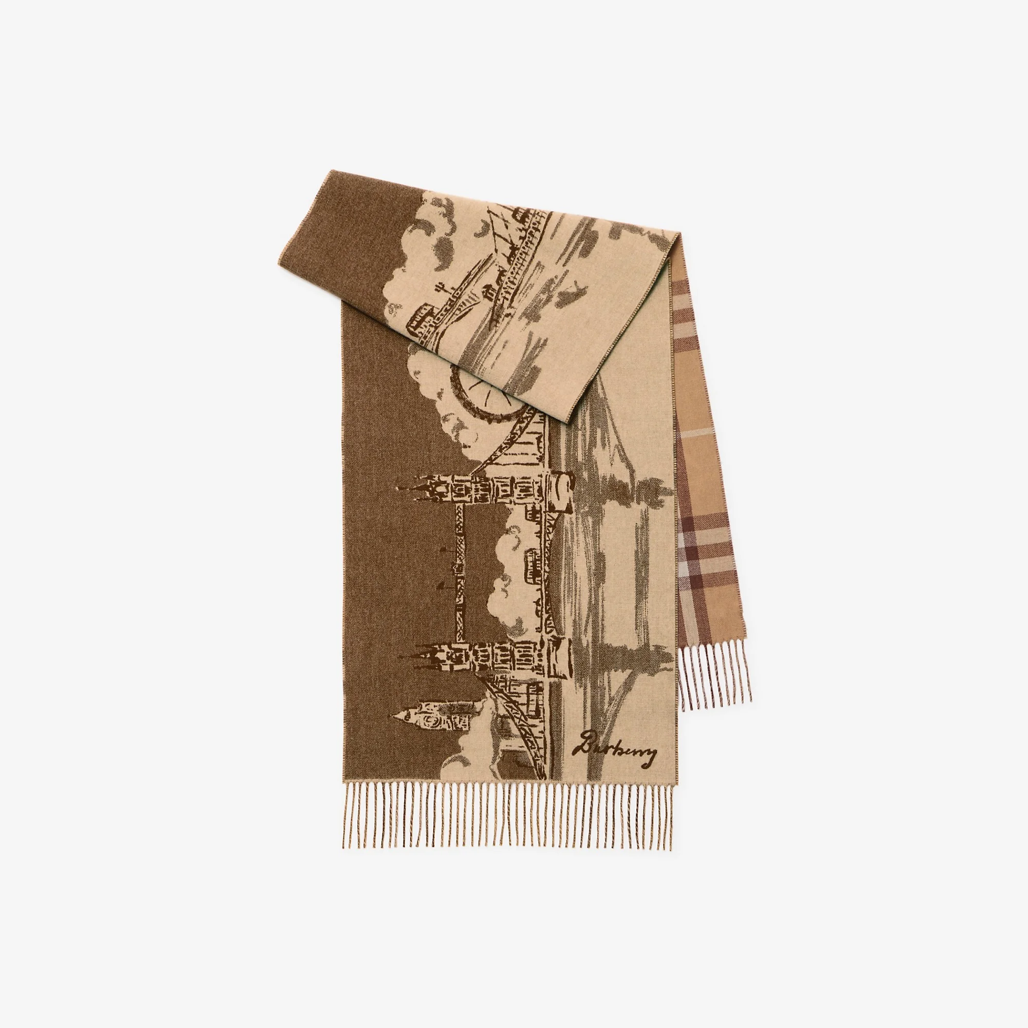Wide River Thames Cashmere Scarf - 1