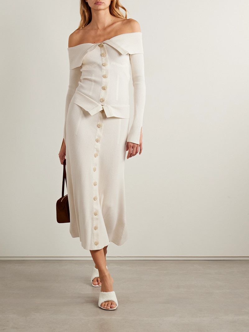 Zimmermann Cotton-trimmed Ribbed-knit Midi Skirt outlook