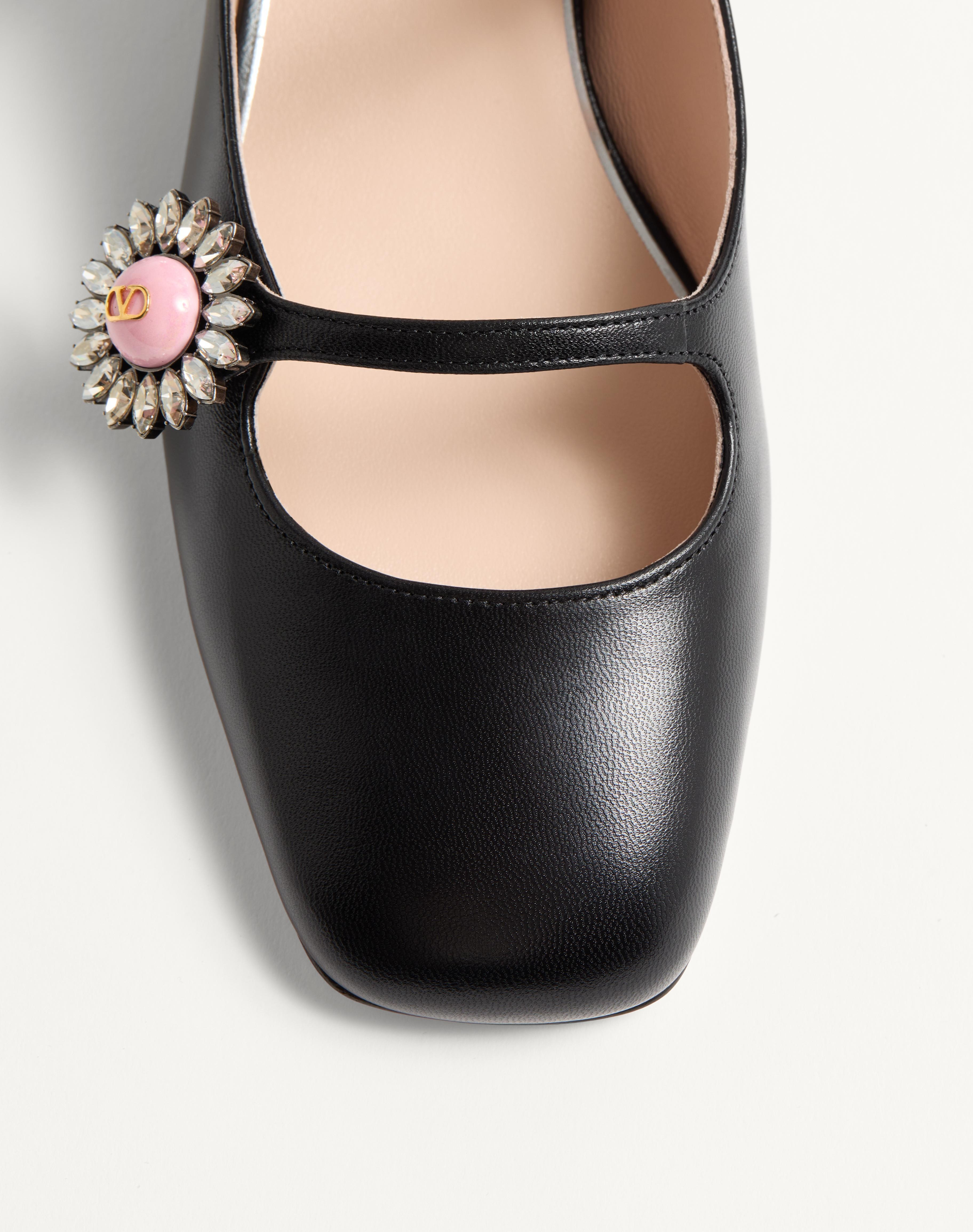 PRESHOES BALLERINAS WITH STRAPS IN KIDSKIN WITH JEWEL BUTTONS 20MM - 6