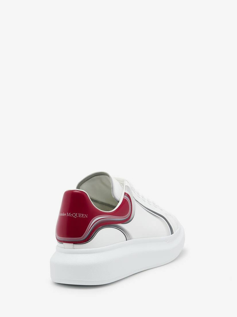 Alexander McQueen Men's Oversized Sneaker in White/garnet outlook