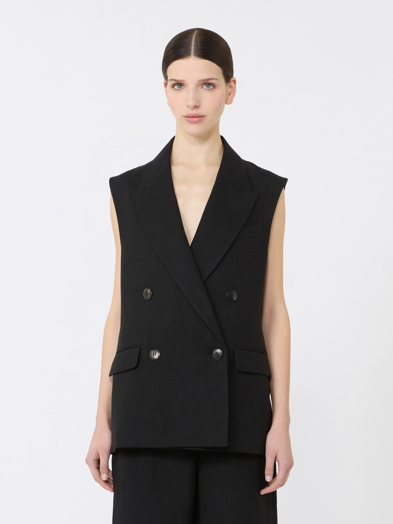 AIA Linen twill gilet - BLACK 3