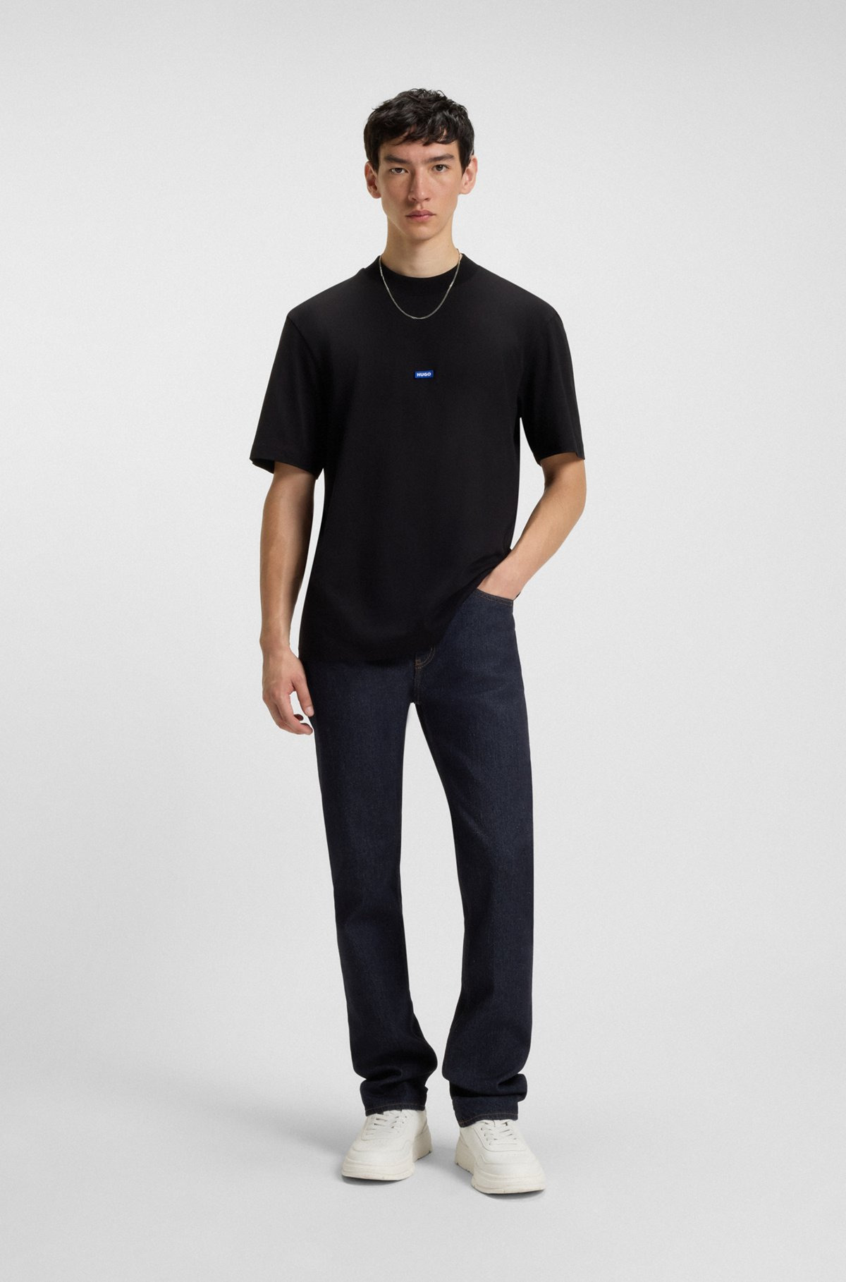 SLIM-FIT JEANS IN DARK-BLUE STRETCH DENIM - 3