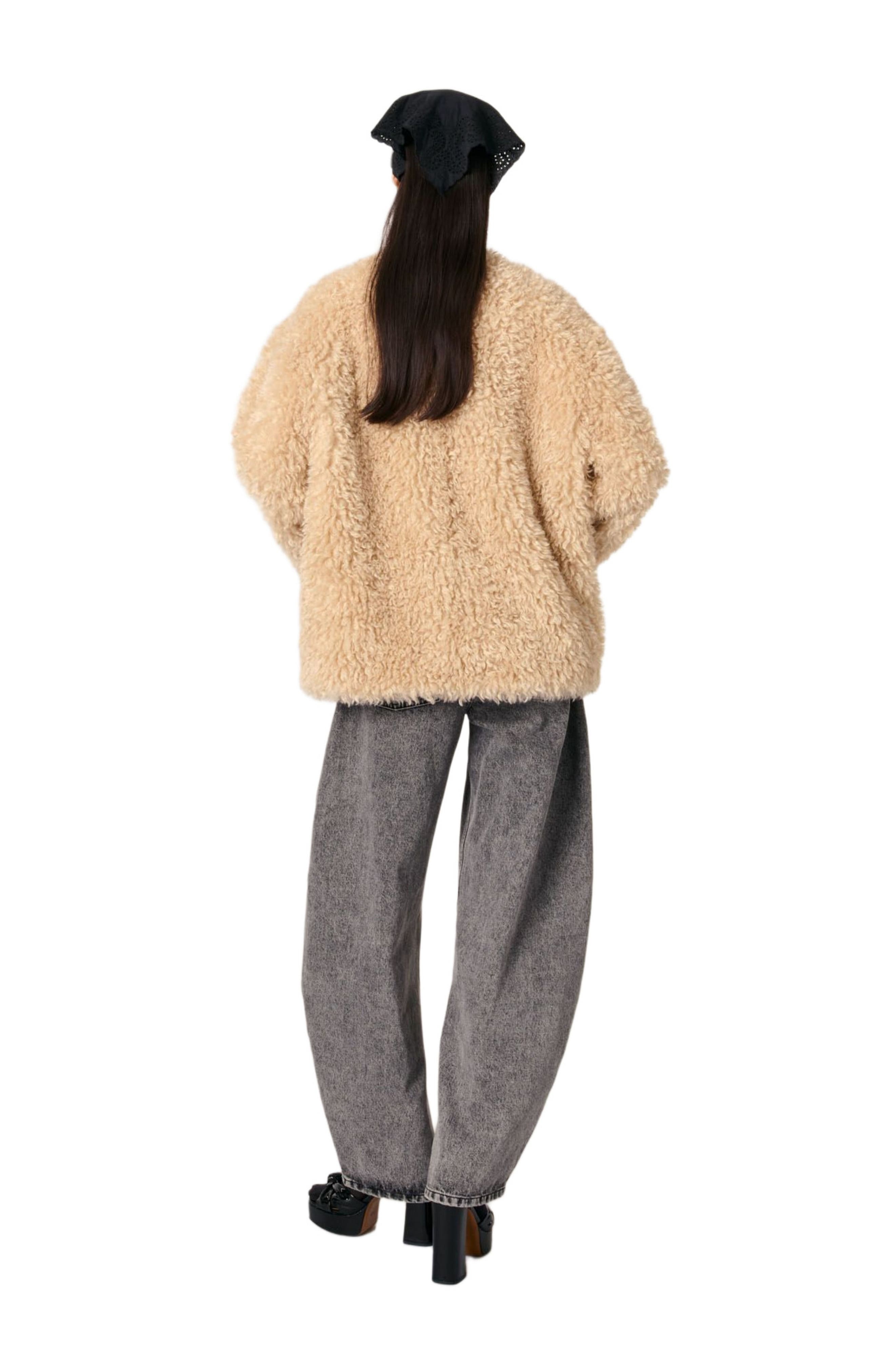 maje Short faux fur coat in Beige at Nordstrom - 2