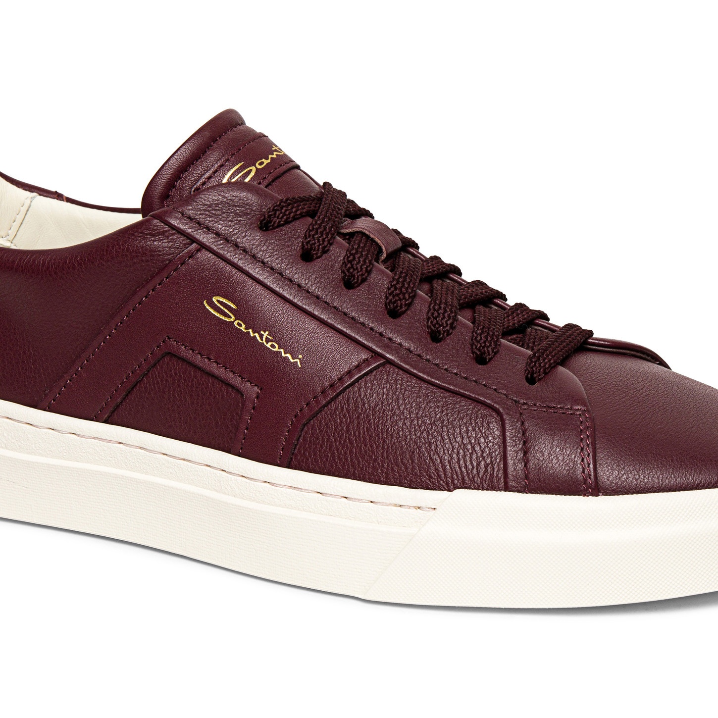 Men’s burgundy leather double buckle sneaker - 5