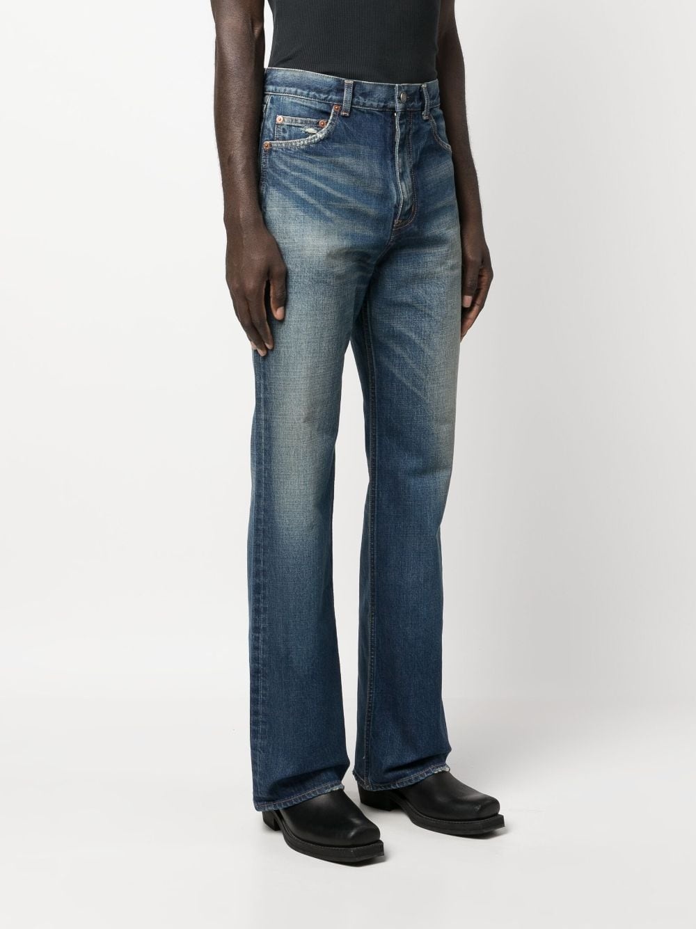 70's whiskering-effect bootcut jeans - 3