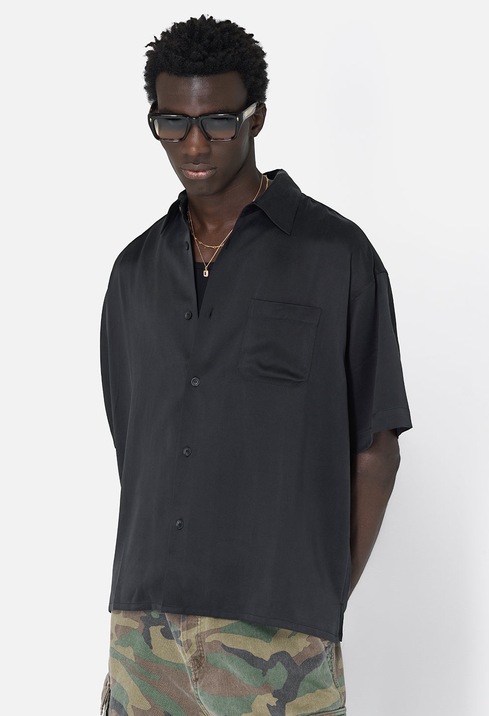 BRUSHED SILK BUTTON UP - 2