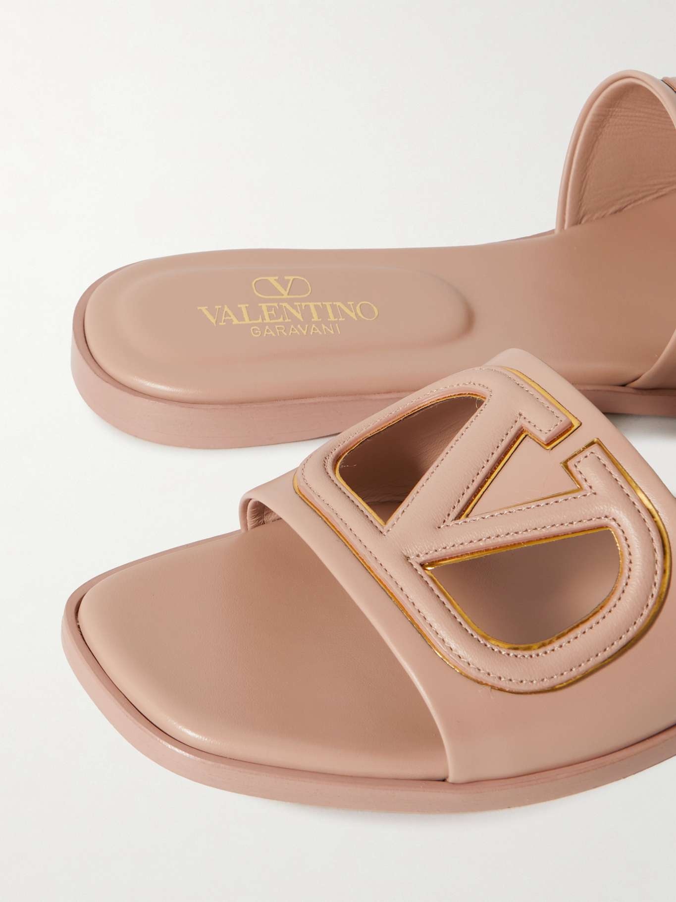 VLOGO cutout leather slides - 5