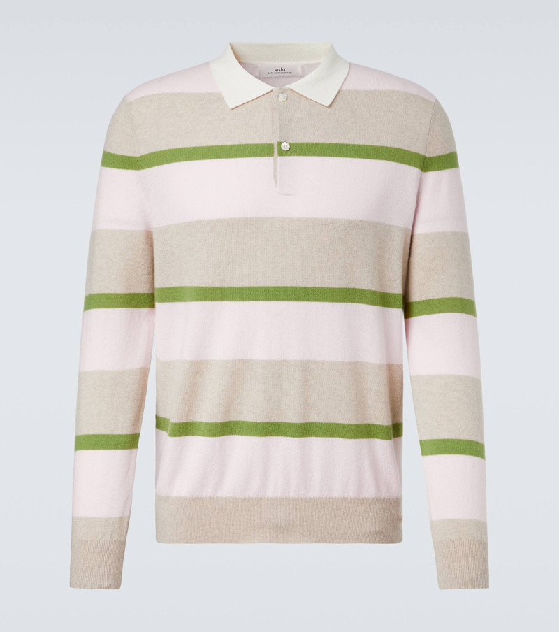Striped cashmere polo sweater 1