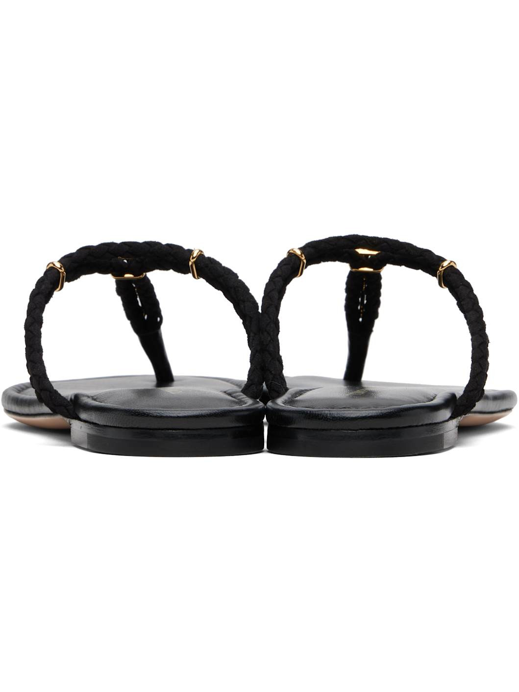 Black Woven Suede Lily Thong Sandals - 2