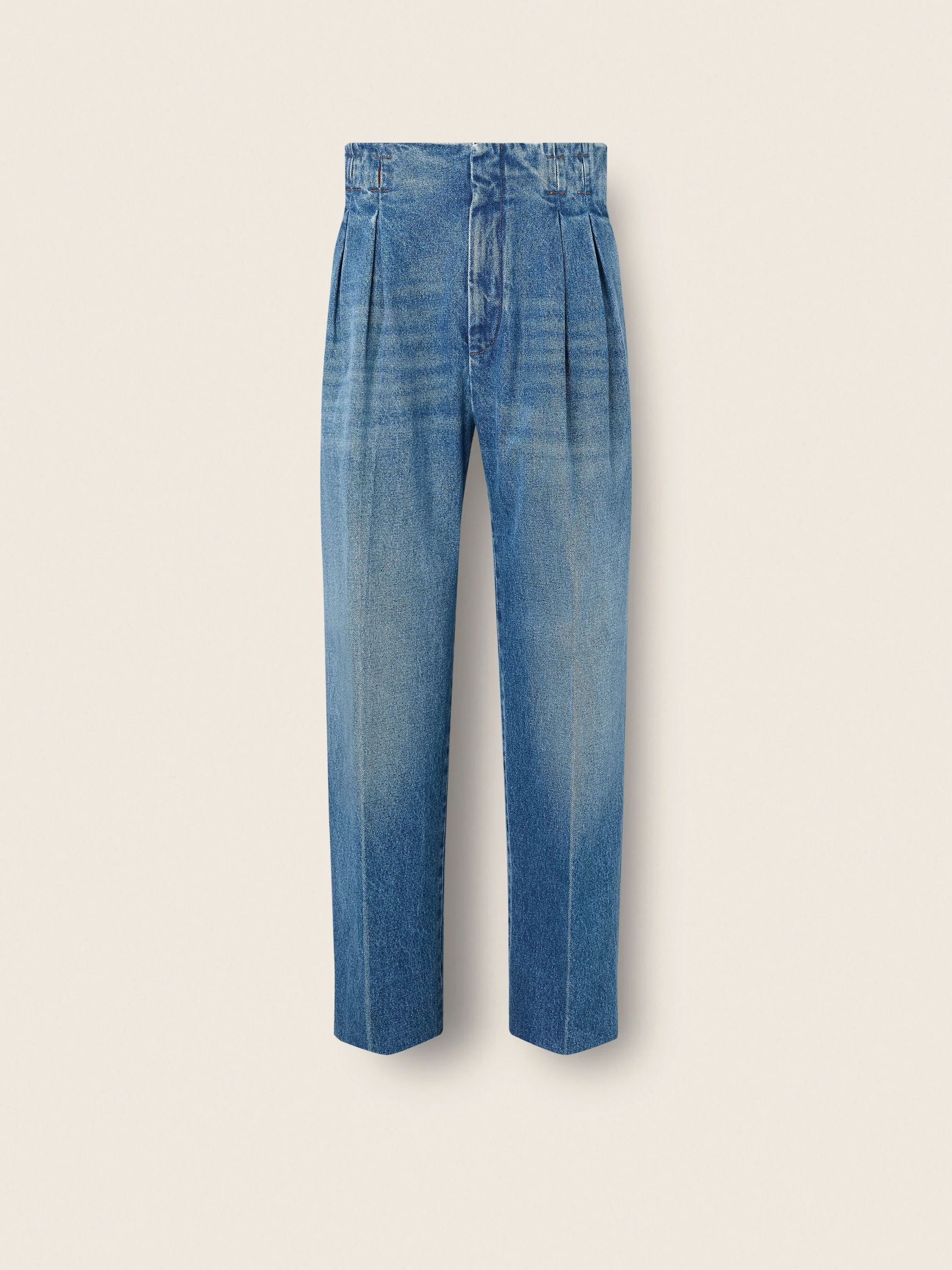INDIGO BLUE STONE-WASHED COTTON JEANS - 1
