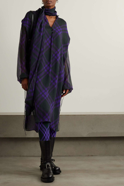 Burberry Draped checked silk-chiffon blouse outlook