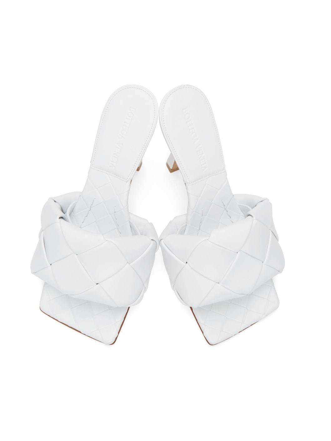 White Intrecciato Lido Heeled Sandals - 5