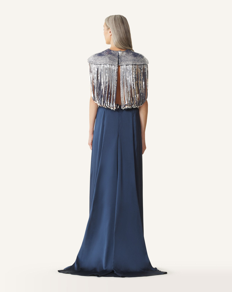 EMBROIDERED BACK DRESS IN SILK SATIN 4