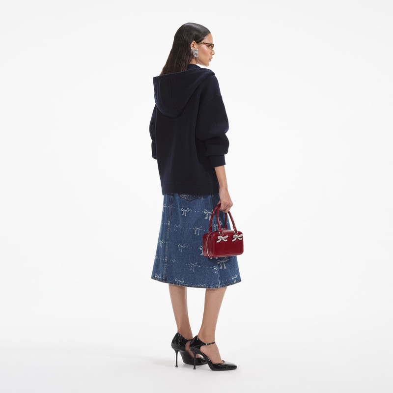 self-portrait Navy Knit Hoodie outlook