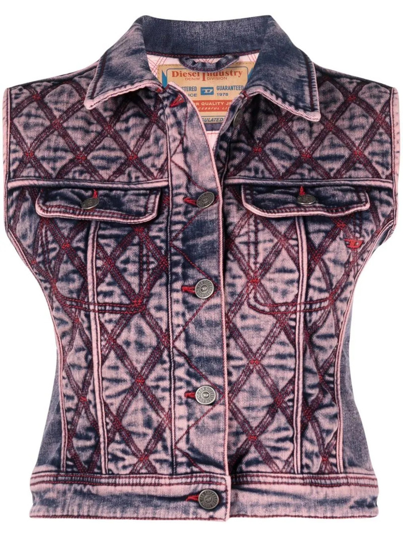 contrast-stitching cropped vest 1