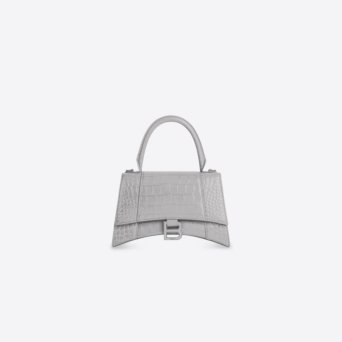 Women's Hourglass Small Handbag Crocodile Embossed in Steel Grey - 1