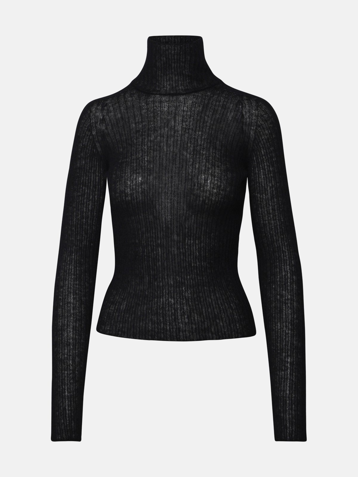 Black wool blend turtleneck sweater - 1