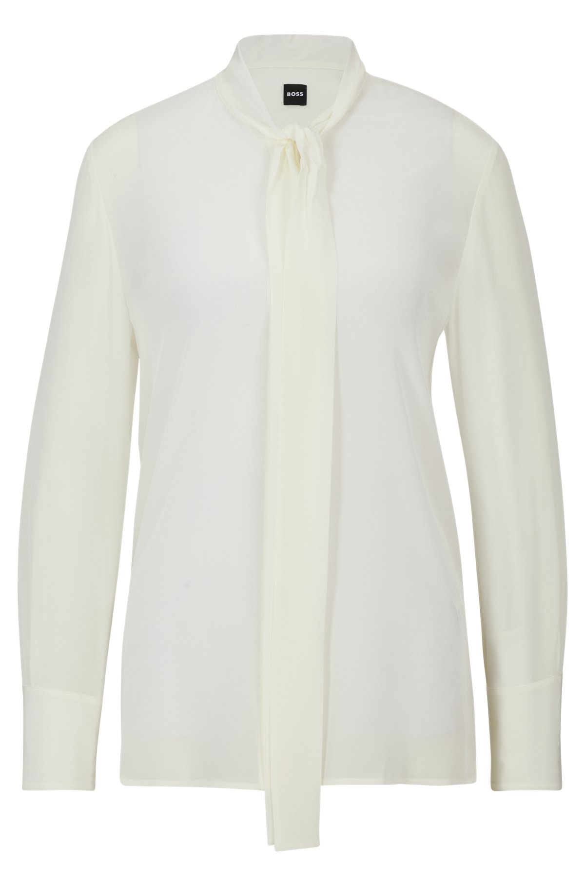 RELAXED-FIT BLOUSE IN WASHED SILK WITH TIE COLLAR - 1