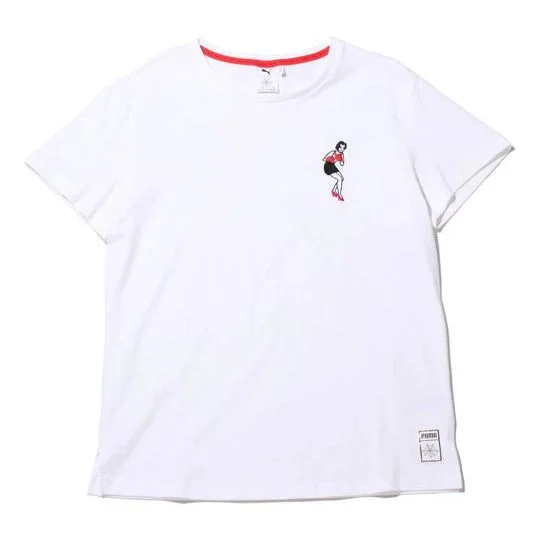 (WMNS) PUMA x Charlotte Crossover SP20 Small Pattern Round Neck Short Sleeve White 596763-57 - 1
