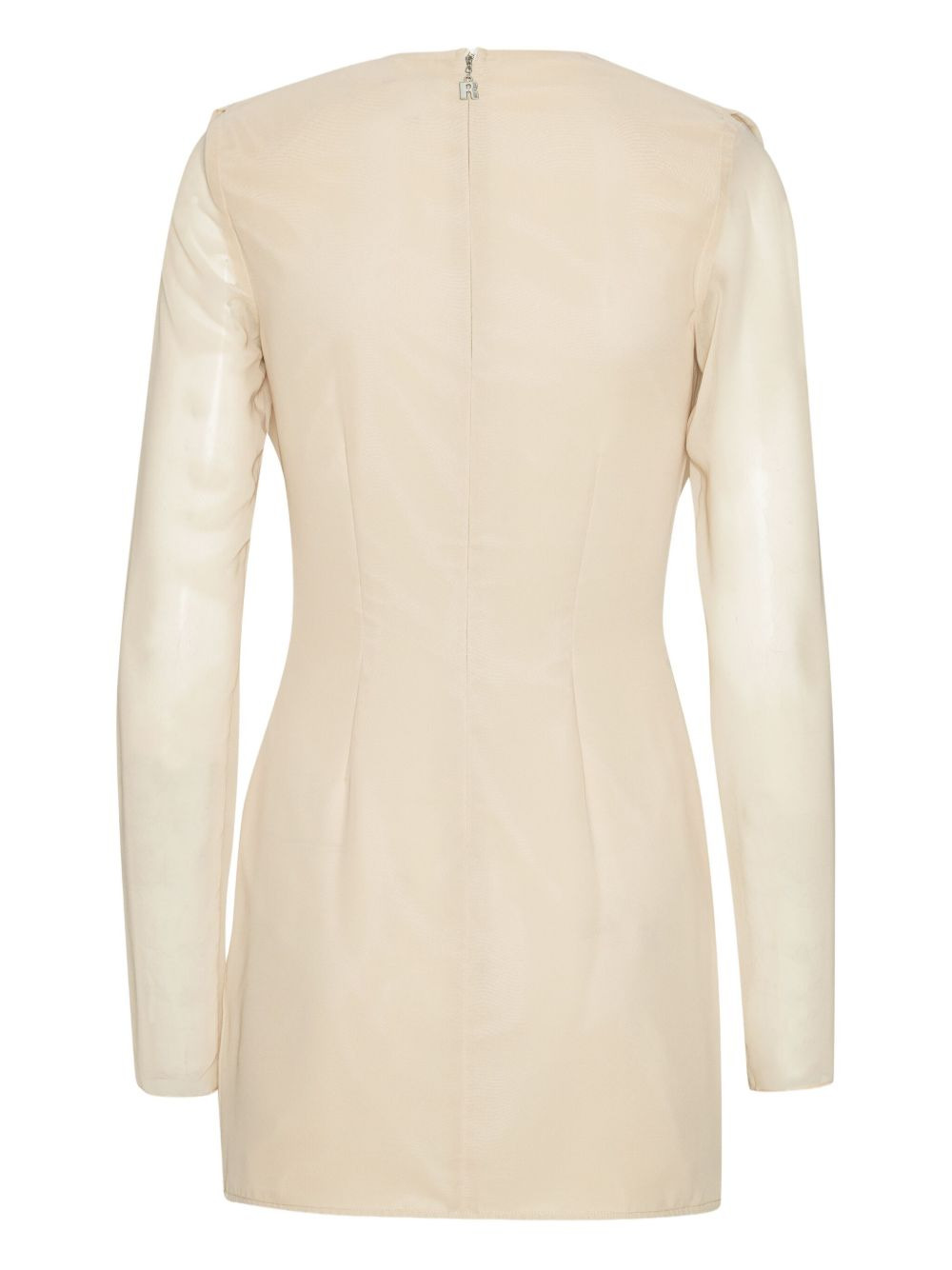 cowl-neck long-sleeve mini dress - 2