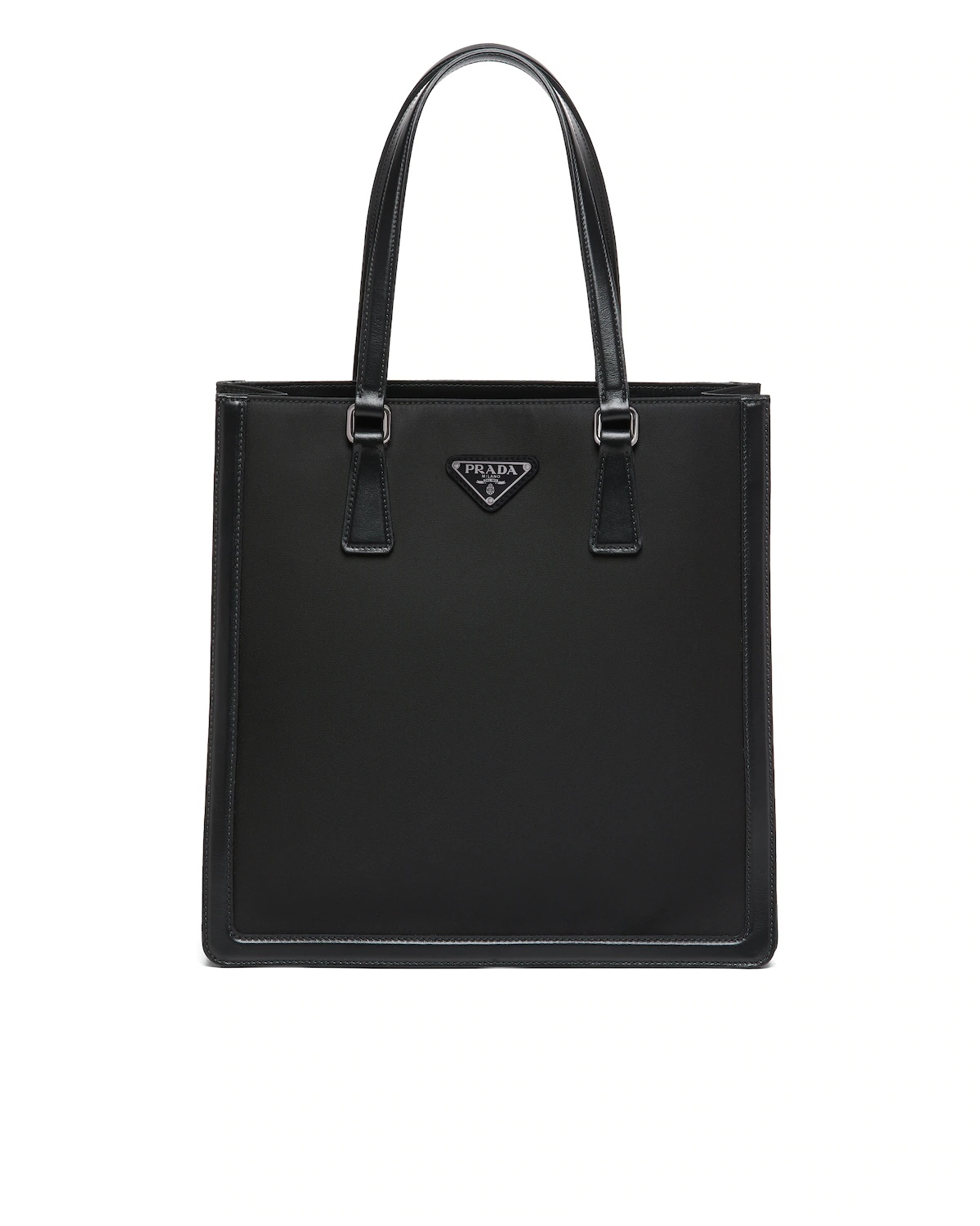 Leather and nylon tote bag - 1