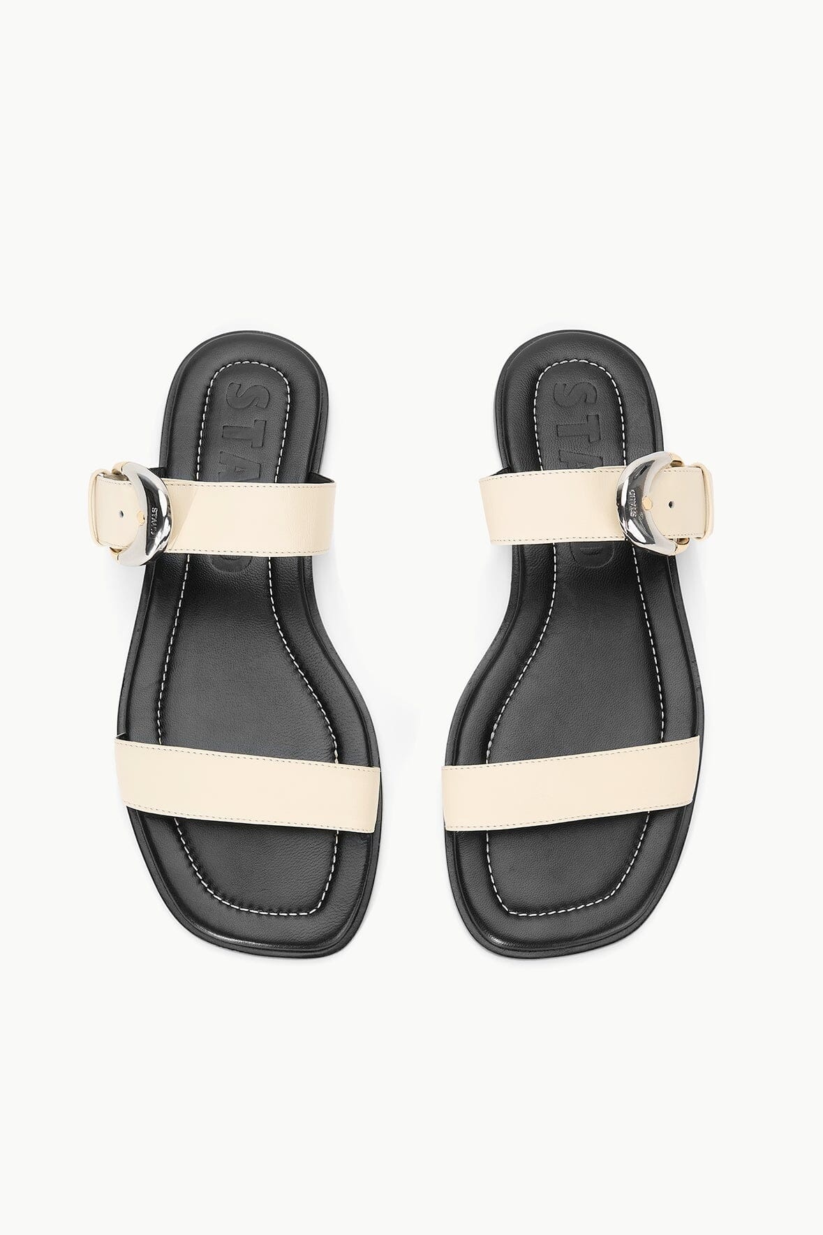 STAUD HARLOW FLAT SANDAL CREAM - 8