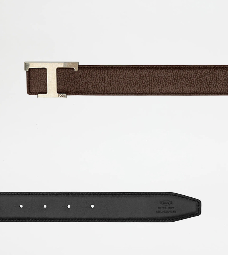 T TIMELESS REVERSIBLE BELT IN LEATHER - BROWN 3
