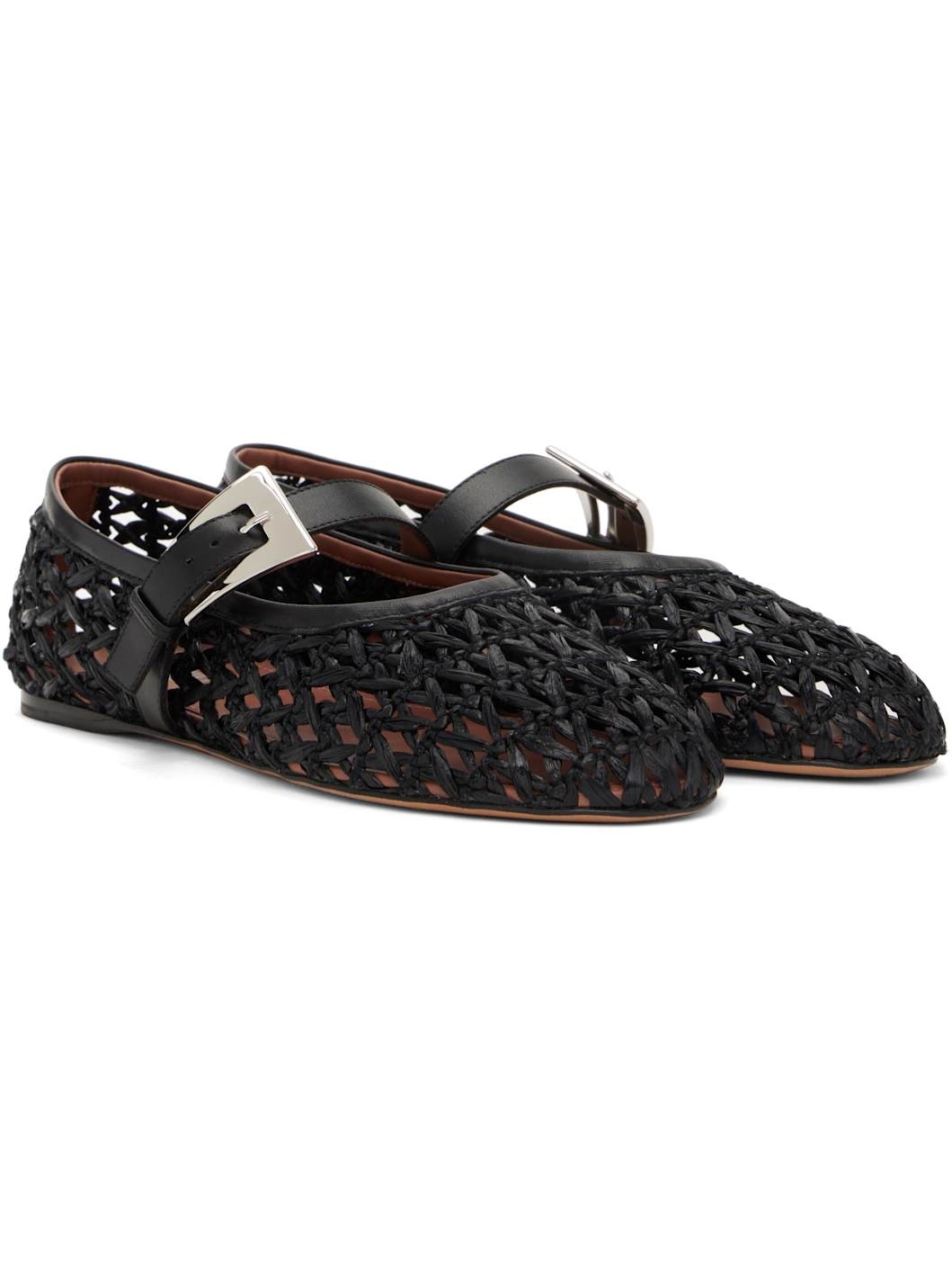 Black Sveva Buckle Ballerina Flats - 4