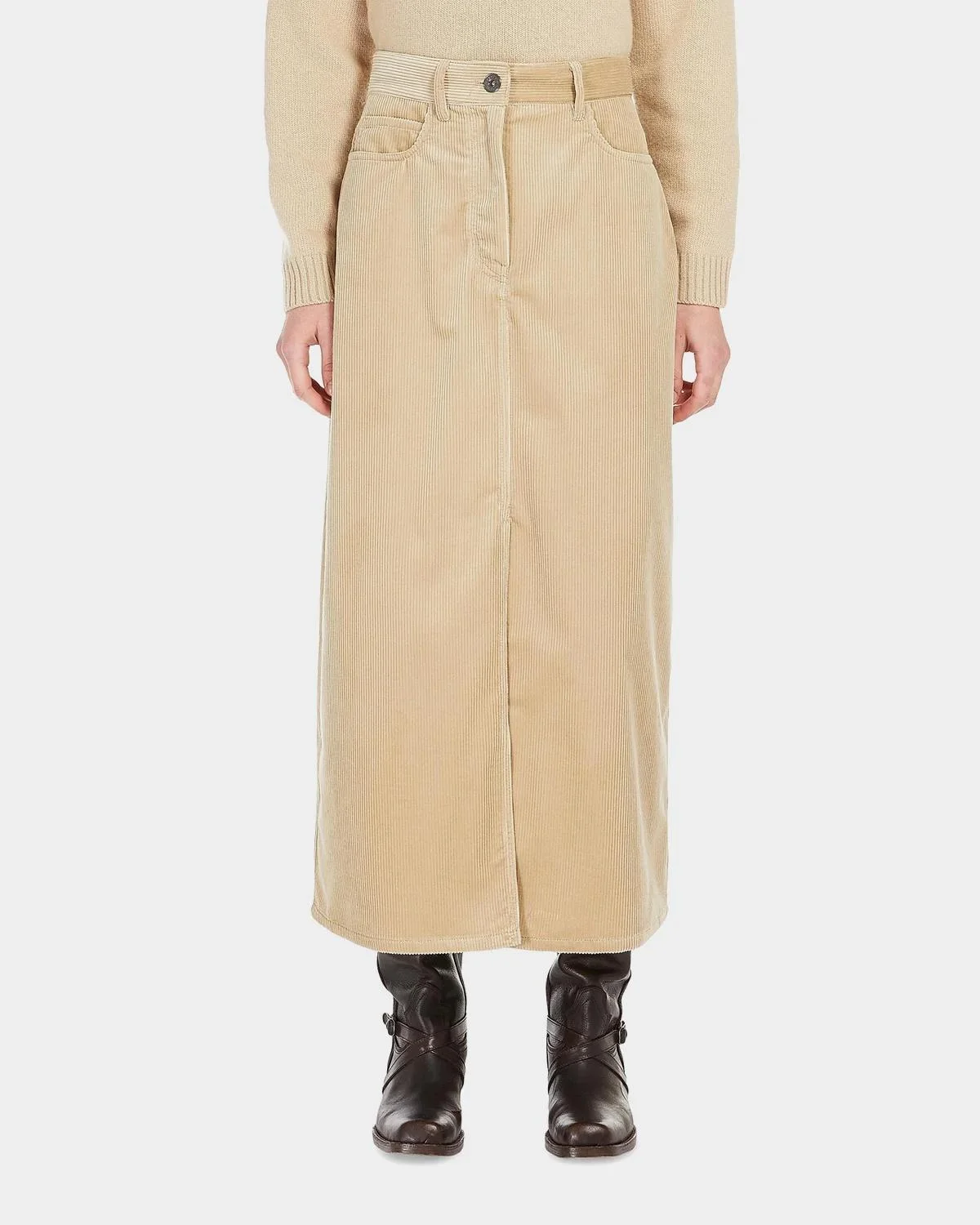 Ghiotto Straight Cotton Corduroy Midi Skirt - 1