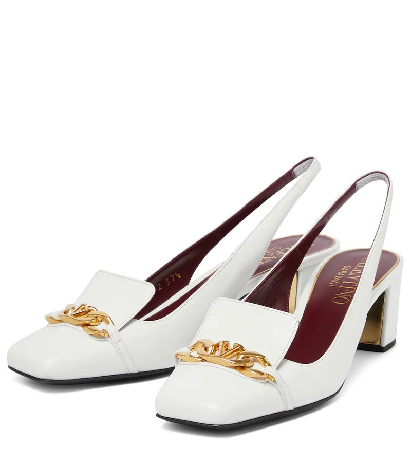 VLogo Chain leather slingback pumps 5