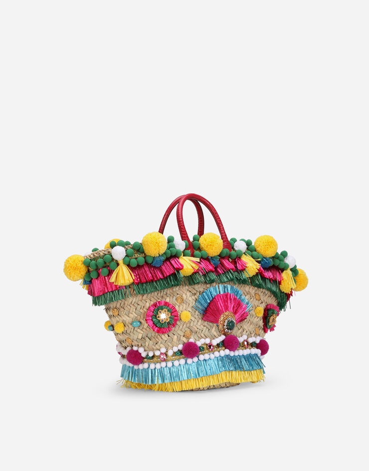 Straw Kendra coffa bag with embroidery - 3