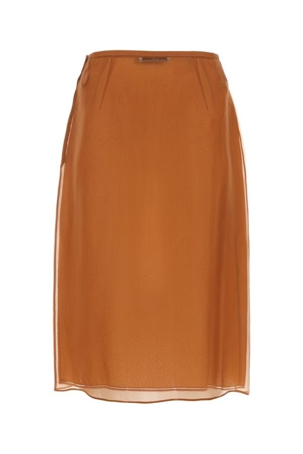 Prada Woman Copper Organza See-Through Skirt - 2