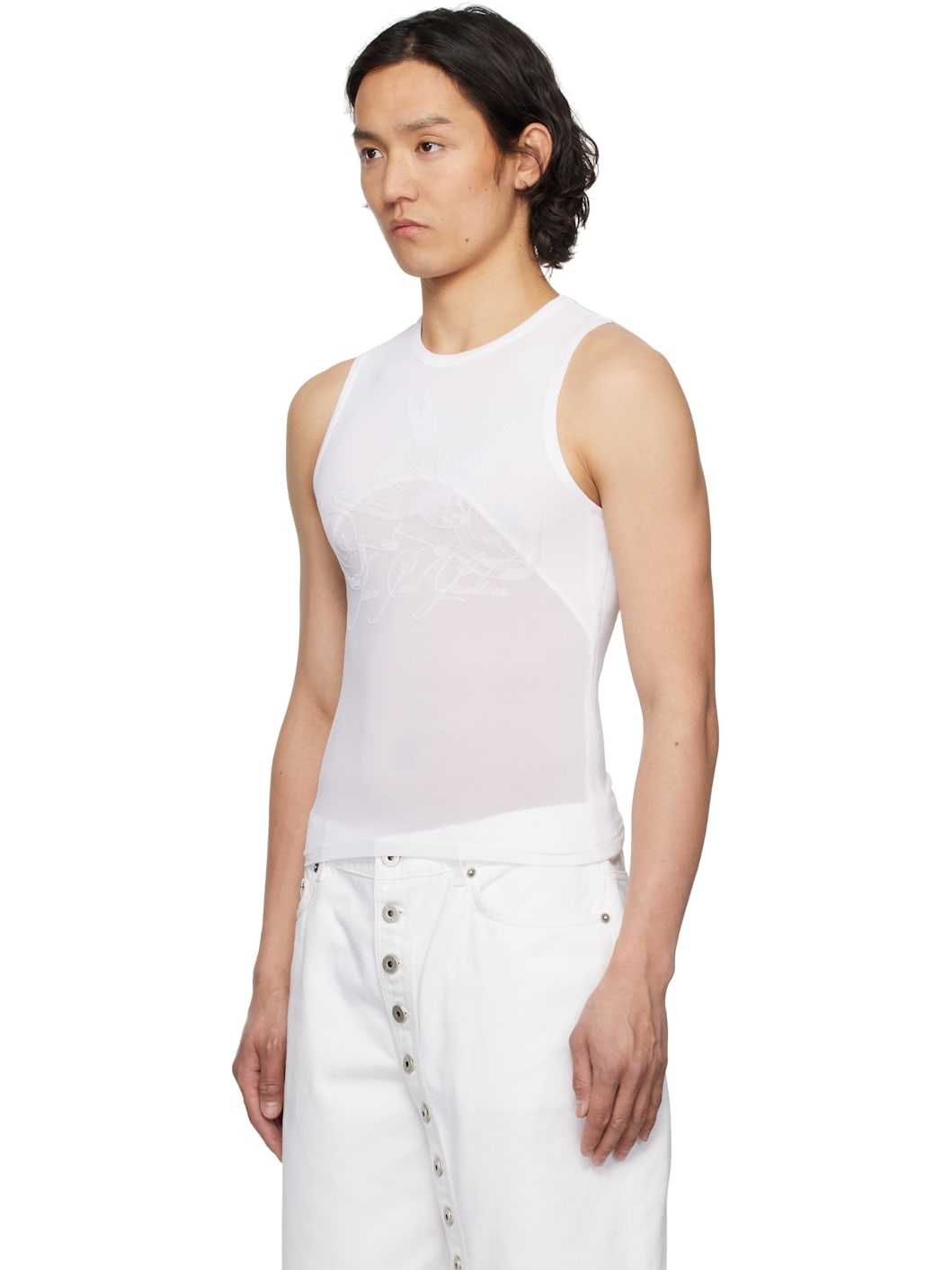 White Flock Tattoo Tank Top - 4