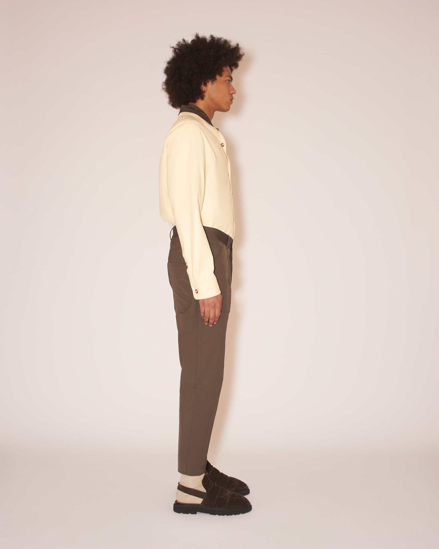 MENO - Vegan leather long-sleeve shirt - Vanilla - 4