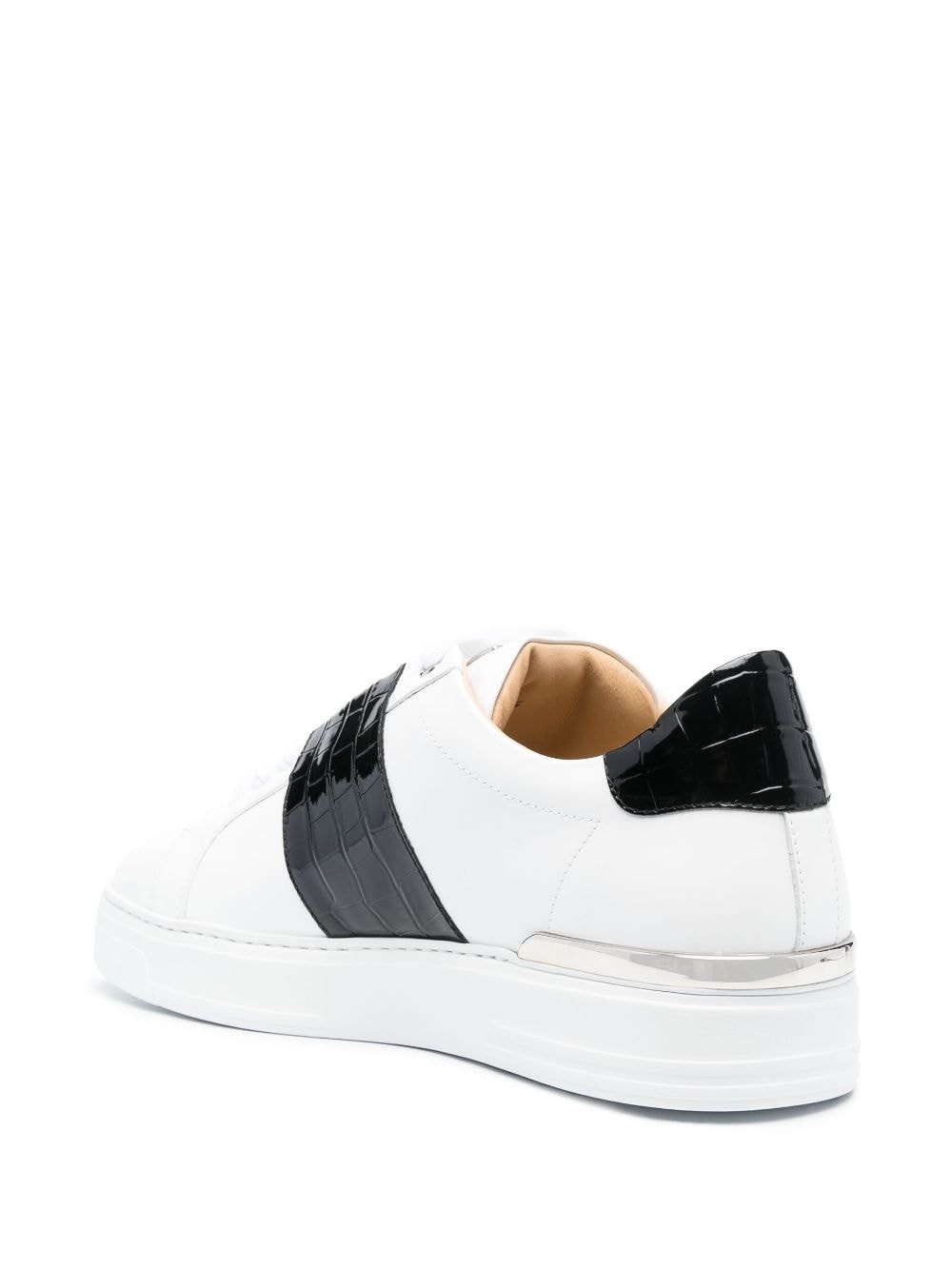 logo-plaque leather low-top sneakers - 3