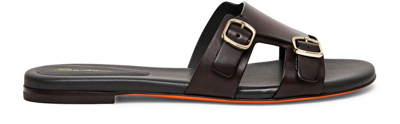 Leather double-buckle sandals 1